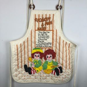 Vtg Bobbs Merrill Raggedy Ann Andy Adult Sized Apron Quilted Fall Cider Recipe